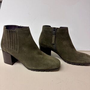 Aquatalia Olive Suede Ankle Boots